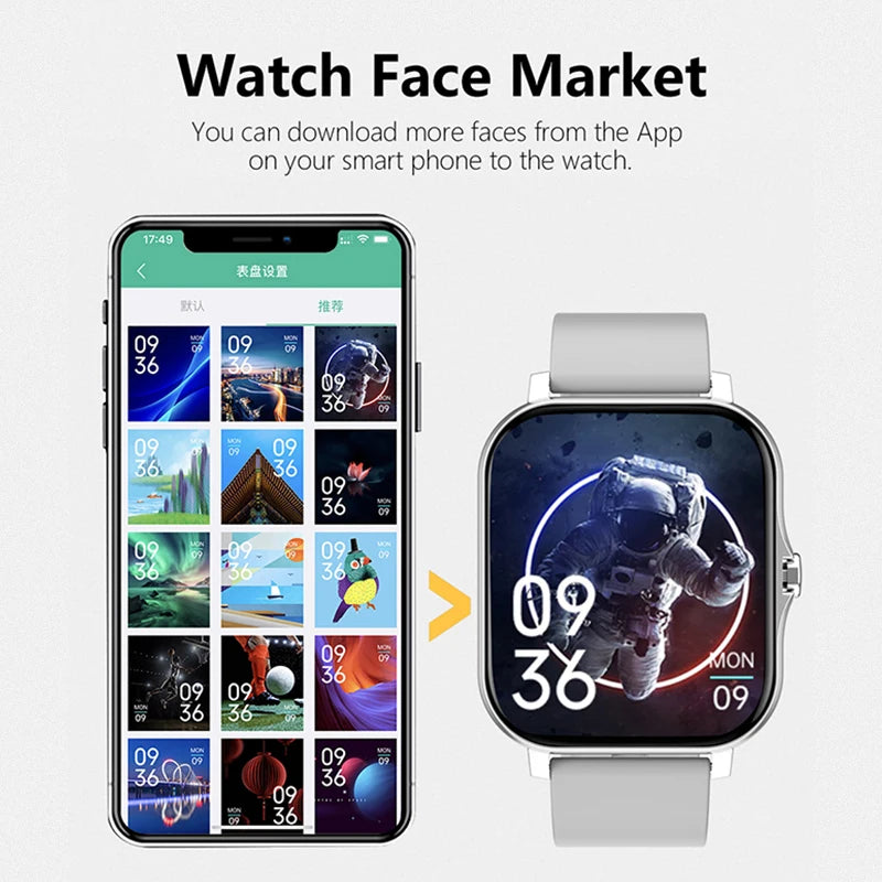 Reloj inteligente deportivo de 1,83 pulgadas con monitor de salud, resistente al agua, llamadas inalámbricas, para hombres y mujeres, iOS y Xiaomi 2024.
